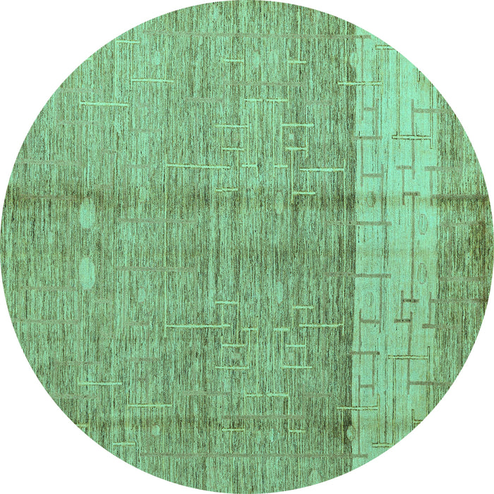 Round Oriental Turquoise Modern Rug, abs4728turq