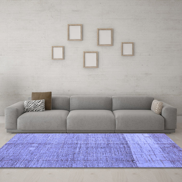 Machine Washable Oriental Blue Modern Rug in a Living Room, wshabs4728blu