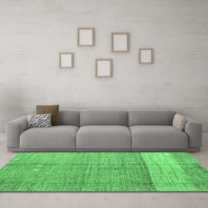 Machine Washable Oriental Emerald Green Modern Area Rugs in a Living Room,, wshabs4728emgrn