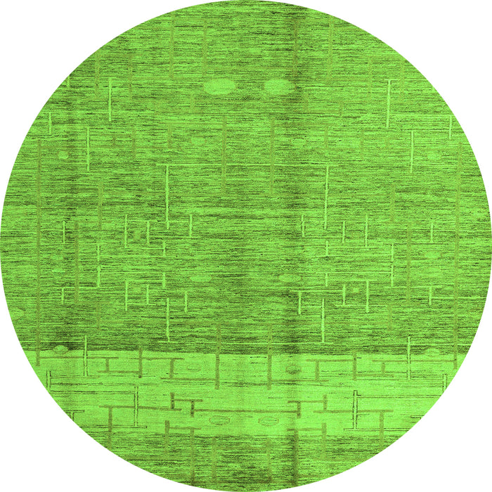 Round Machine Washable Oriental Green Modern Area Rugs, wshabs4728grn