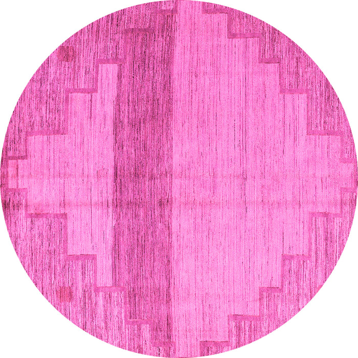 Round Oriental Pink Modern Rug, abs4729pnk