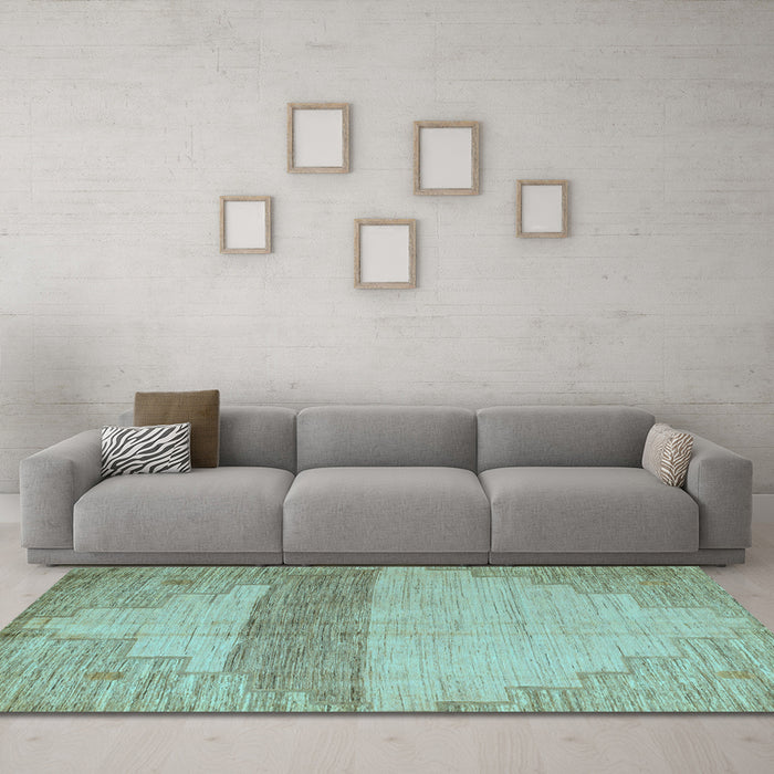 Machine Washable Oriental Light Blue Modern Rug in a Living Room, wshabs4729lblu