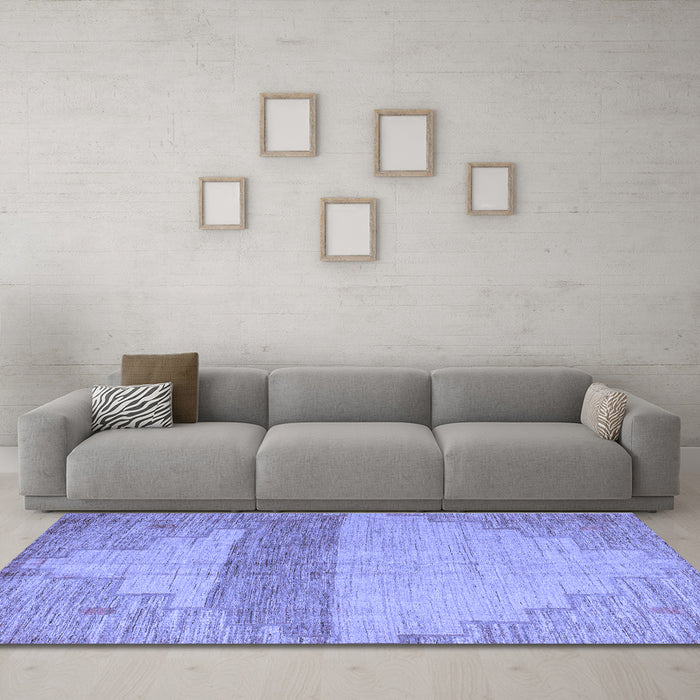 Machine Washable Oriental Blue Modern Rug in a Living Room, wshabs4729blu
