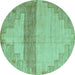 Round Oriental Turquoise Modern Rug, abs4729turq