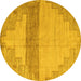 Round Machine Washable Oriental Yellow Modern Rug, wshabs4729yw