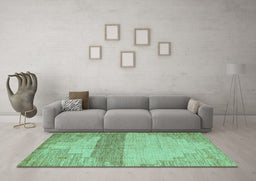 Machine Washable Oriental Turquoise Modern Area Rugs in a Living Room,, wshabs4729turq