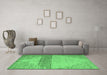 Machine Washable Oriental Emerald Green Modern Area Rugs in a Living Room,, wshabs4729emgrn