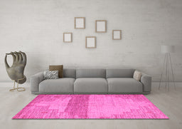 Machine Washable Oriental Pink Modern Rug in a Living Room, wshabs4729pnk