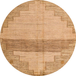 Round Abstract Orange Oriental Rug, abs4729