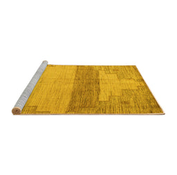 Sideview of Machine Washable Oriental Yellow Modern Rug, wshabs4729yw