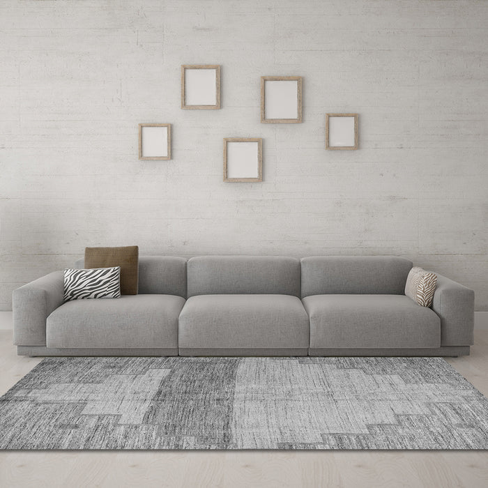 Machine Washable Oriental Gray Modern Rug in a Living Room,, wshabs4729gry