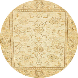 Round Abstract Sun Yellow Oriental Rug, abs472