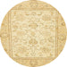 Round Abstract Sun Yellow Oriental Rug, abs472