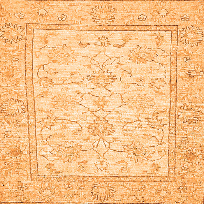 Square Machine Washable Oriental Orange Traditional Area Rugs, wshabs472org
