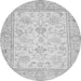 Round Machine Washable Oriental Gray Traditional Rug, wshabs472gry