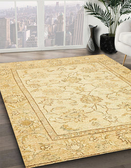 Machine Washable Abstract Sun Yellow Rug in a Family Room, wshabs472