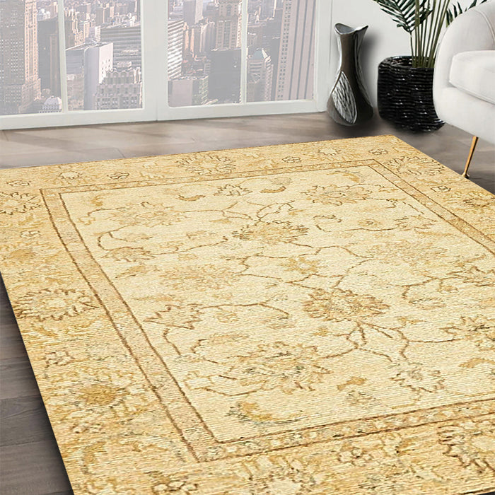 Machine Washable Abstract Sun Yellow Rug in a Family Room, wshabs472