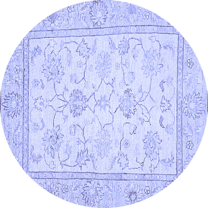 Round Machine Washable Oriental Blue Traditional Rug, wshabs472blu