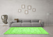 Machine Washable Oriental Green Traditional Area Rugs in a Living Room,, wshabs472grn