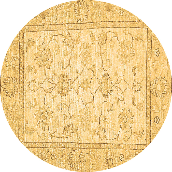 Round Machine Washable Oriental Brown Traditional Rug, wshabs472brn