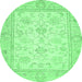 Round Oriental Emerald Green Traditional Rug, abs472emgrn