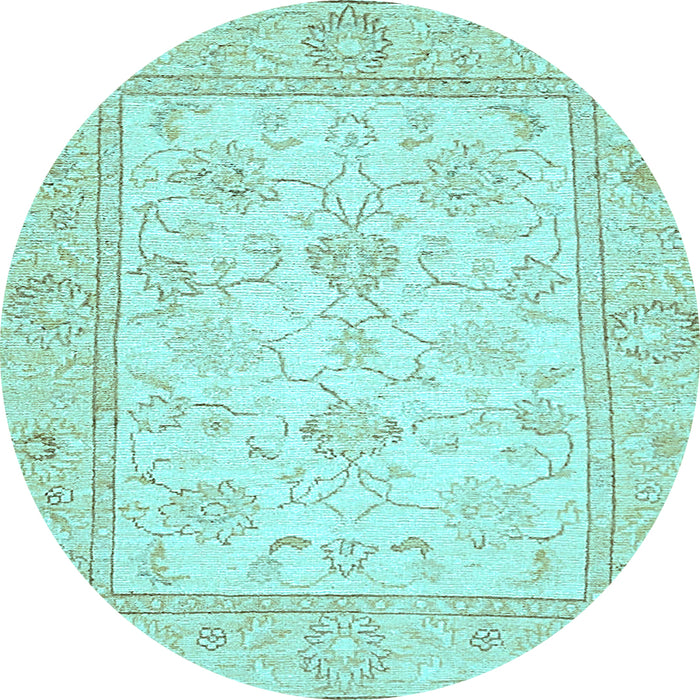 Round Machine Washable Oriental Light Blue Traditional Rug, wshabs472lblu