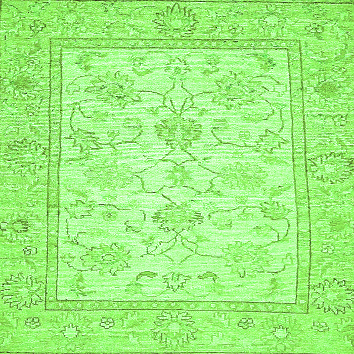 Square Machine Washable Oriental Green Traditional Area Rugs, wshabs472grn