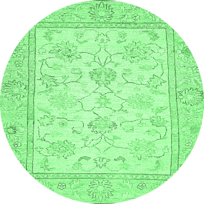 Round Machine Washable Oriental Emerald Green Traditional Area Rugs, wshabs472emgrn