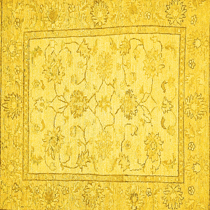 Square Oriental Yellow Traditional Rug, abs472yw