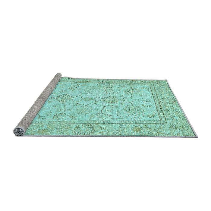 Sideview of Machine Washable Oriental Light Blue Traditional Rug, wshabs472lblu