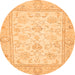 Round Machine Washable Oriental Orange Traditional Area Rugs, wshabs472org