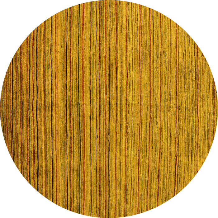 Round Abstract Yellow Modern Rug, abs4730yw