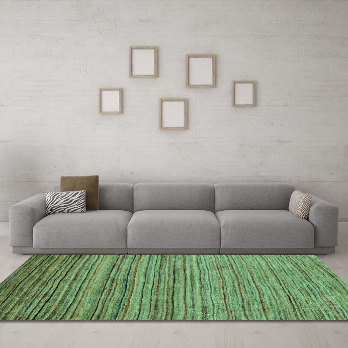 Machine Washable Abstract Turquoise Modern Area Rugs in a Living Room,, wshabs4730turq