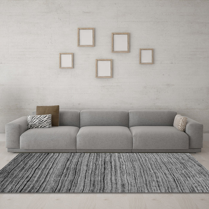 Machine Washable Abstract Gray Modern Rug in a Living Room,, wshabs4730gry