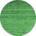 Round Machine Washable Abstract Emerald Green Modern Area Rugs, wshabs4730emgrn