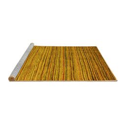 Sideview of Machine Washable Abstract Yellow Modern Rug, wshabs4730yw