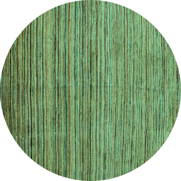 Round Machine Washable Abstract Turquoise Modern Area Rugs, wshabs4730turq