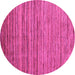 Round Machine Washable Abstract Pink Modern Rug, wshabs4730pnk