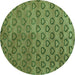 Round Abstract Turquoise Modern Rug, abs4731turq