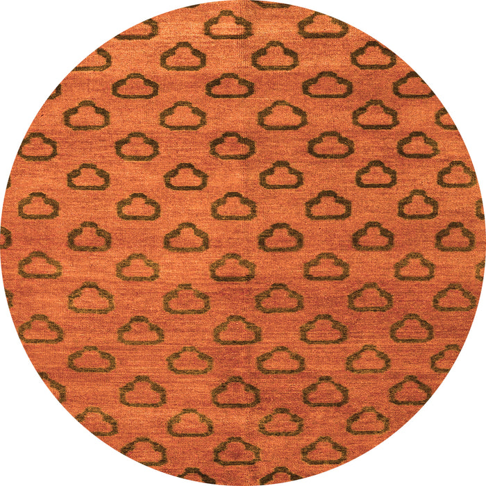 Round Machine Washable Abstract Orange Modern Area Rugs, wshabs4731org