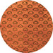 Round Machine Washable Abstract Orange Modern Area Rugs, wshabs4731org