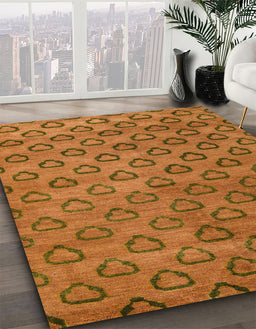 Machine Washable Abstract Neon Orange Rug in a Family Room, wshabs4731