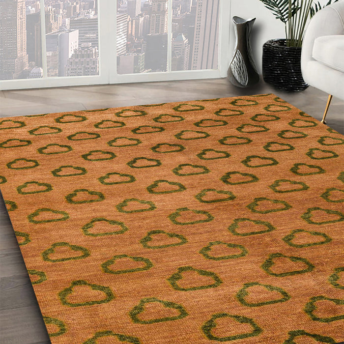 Machine Washable Abstract Neon Orange Rug in a Family Room, wshabs4731
