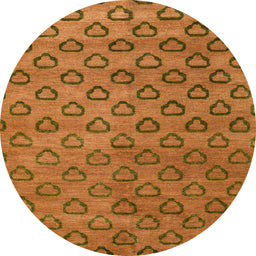 Round Machine Washable Abstract Neon Orange Rug, wshabs4731