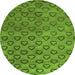 Round Machine Washable Abstract Green Modern Area Rugs, wshabs4731grn