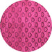 Round Machine Washable Abstract Pink Modern Rug, wshabs4731pnk