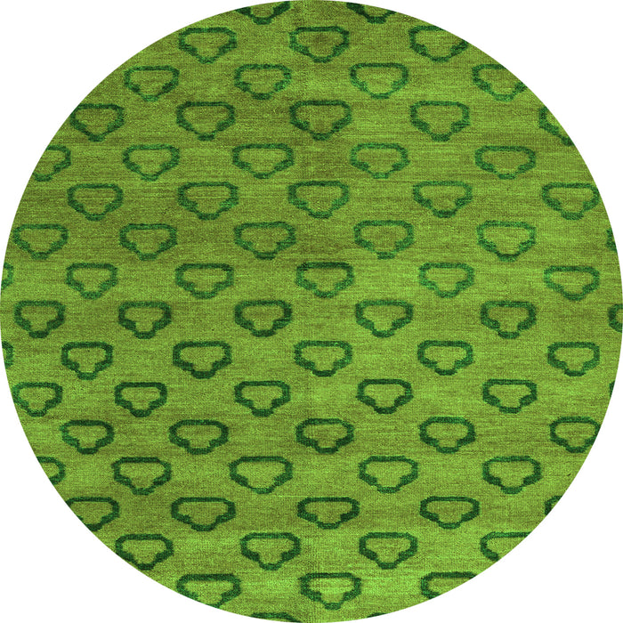 Round Abstract Green Modern Rug, abs4731grn