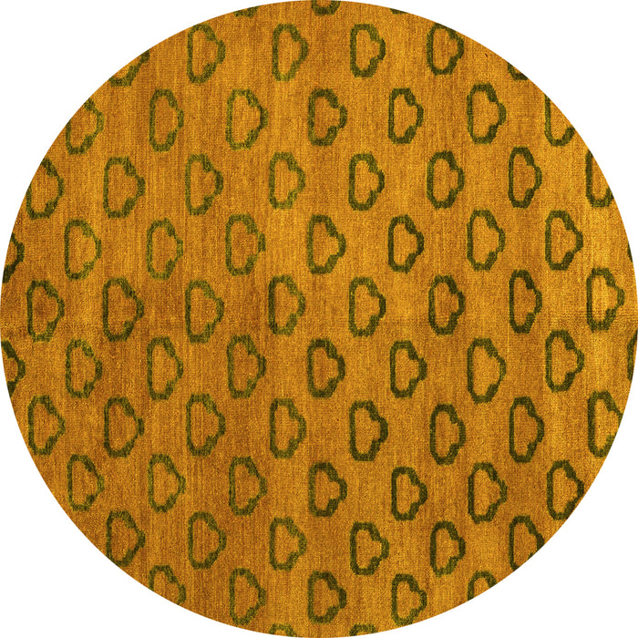 Round Machine Washable Abstract Yellow Modern Rug, wshabs4731yw