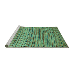 Sideview of Machine Washable Abstract Turquoise Modern Area Rugs, wshabs4732turq