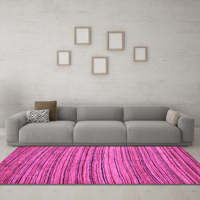 Machine Washable Abstract Pink Modern Rug in a Living Room, wshabs4732pnk